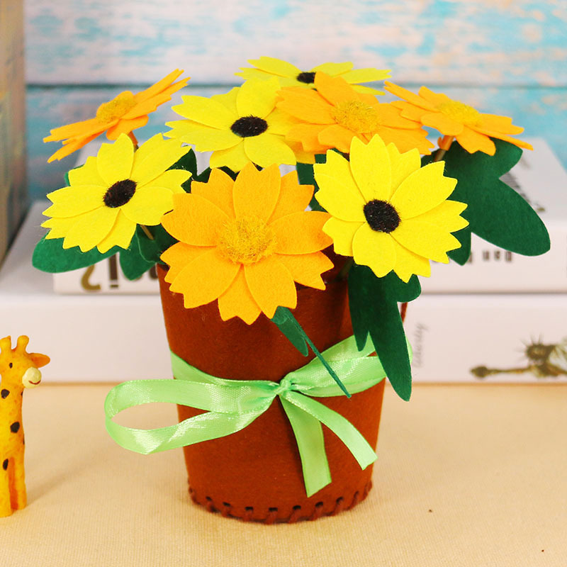新年不织布盆栽免裁剪花盆幼儿园儿童diy手工制作康乃馨材料包