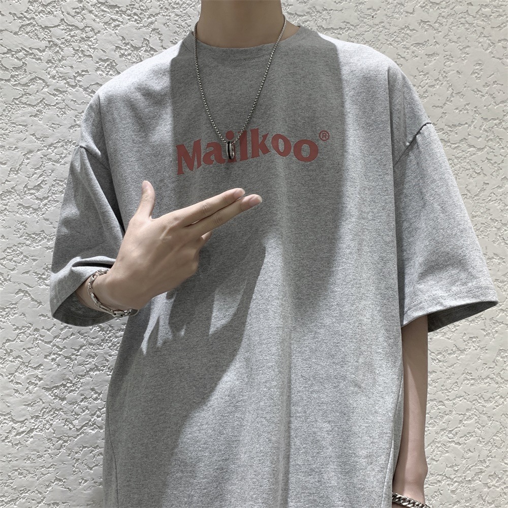 Men's Short-Sleeved Hong Kong Style Ins Fashionable Simple Fashionable Harajuku Top Clothes Summer Student Loose Korean Style Trendy Handsome T-shirt
