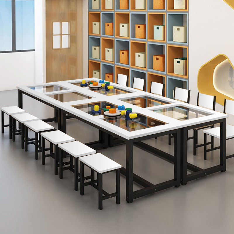 画室桌子儿童玻璃学习课桌椅套装托管班补习班培训桌美术绘画室