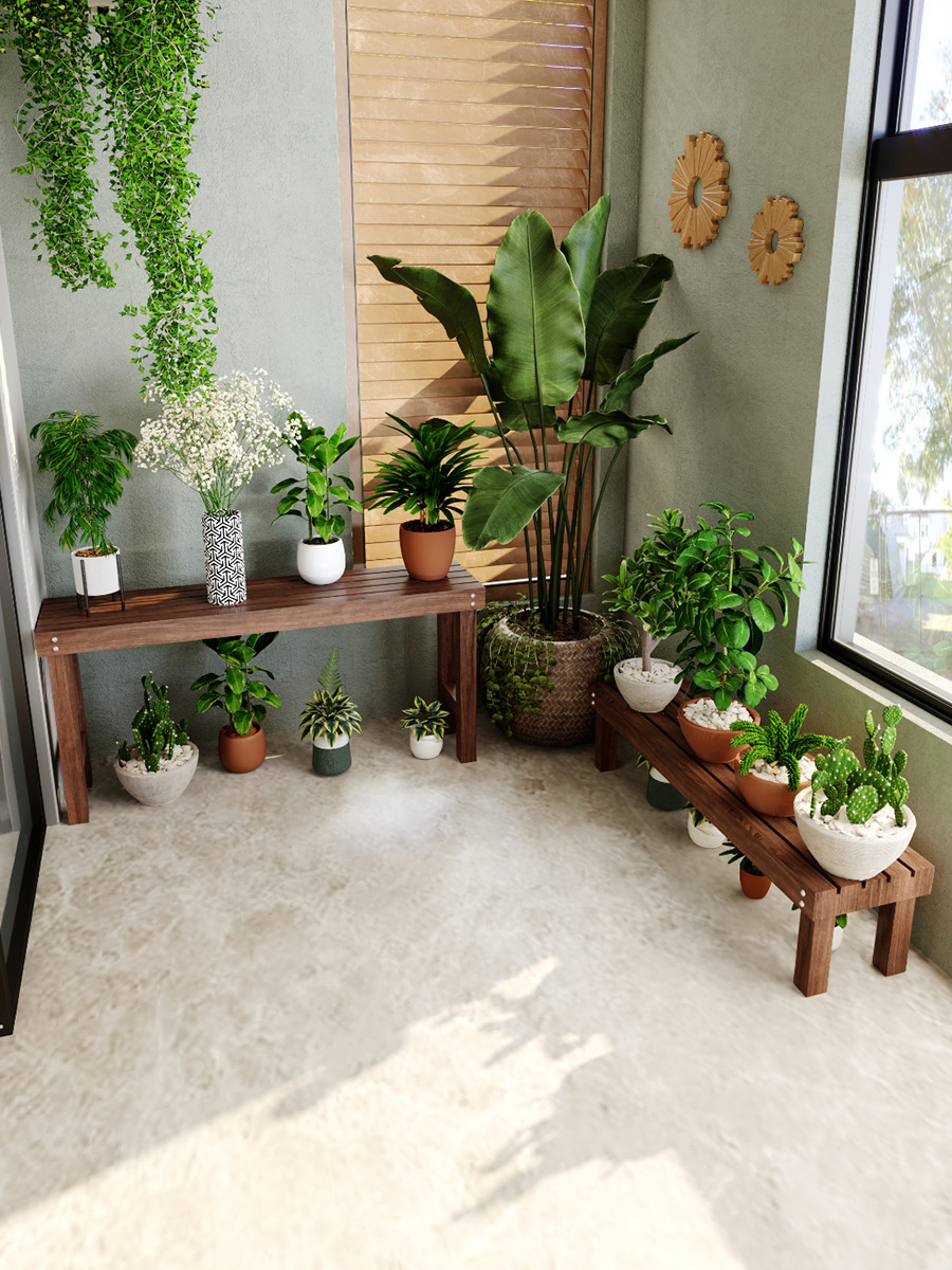 防腐木花架实木质多层阶梯阳台落地式户外庭院室外多肉木头花架子