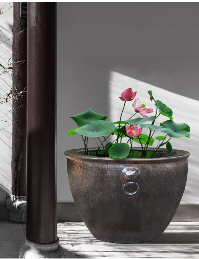 碗莲盆睡莲盆缸荷花花盆缸特大号陶瓷水缸种树大花盆庭院室外清仓