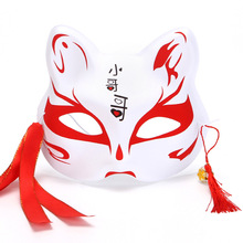 红色系手绘面具 二次元COS猫咪狐狸面具流苏铃铛面具独立PP袋动漫
