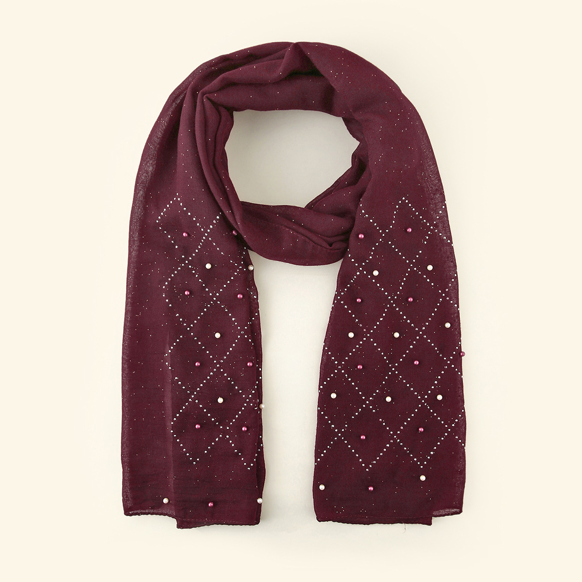 夏季围巾 女士春季时尚纯色棉麻烫钻围巾成人包头纱巾