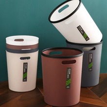 创意简约圆形垃圾桶家用厨房卫生间塑料垃圾筒大号压圈办公室纸篓