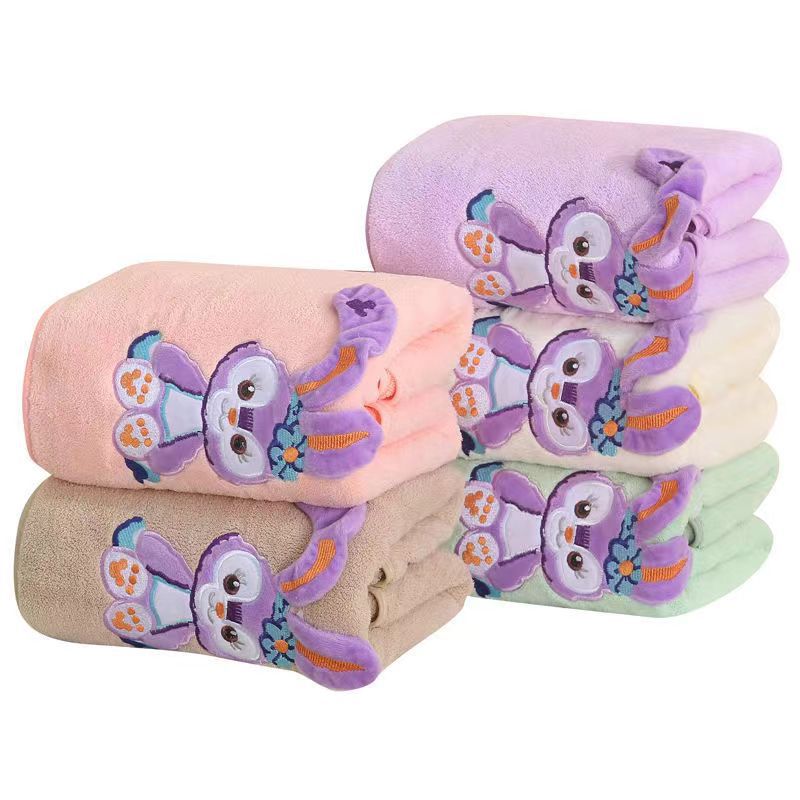 Cartoon Towel Coral Velvet Star Delu Towel Bath Towel Three-Piece Cartoon Soft Absorbent Household Lint-Free