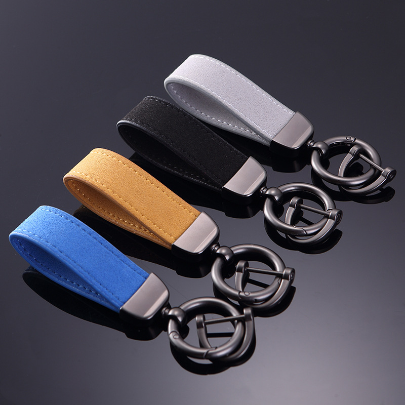 Suede Car Key Ring Hardware Fashion Brand Multi-Functional Anti-Drop Accessories Suede Men's and Women's Metal Pendant Wholesale