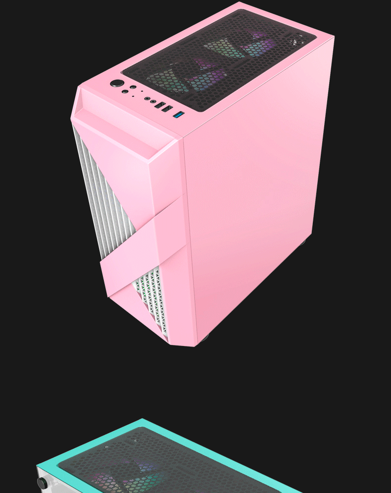 跨境锐界侧透钢化玻璃电脑机箱 台式机菱型网网咖电竞游戏主机箱