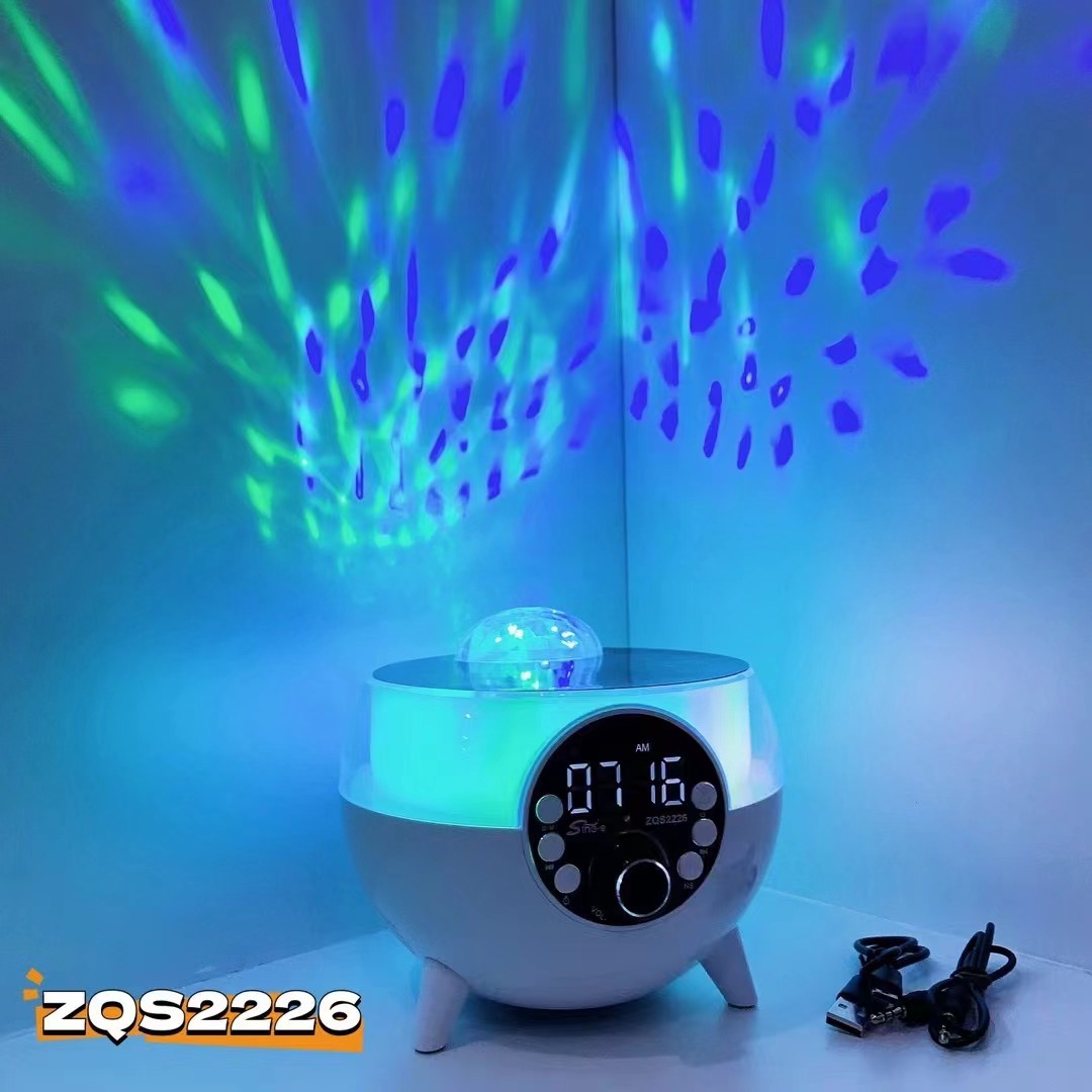 Popular Zqs2226 Starry Sky Light Bluetooth Audio Wireless Charging Digital Display Stage Light Bedroom Atmosphere Night Light