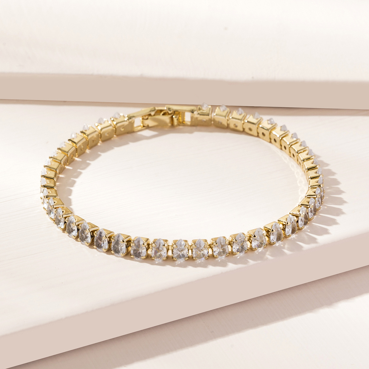 new water drop zircon bracelet single row full diamond high quality light luxury personalized bracelet cross-border men and women bracelet wholesale