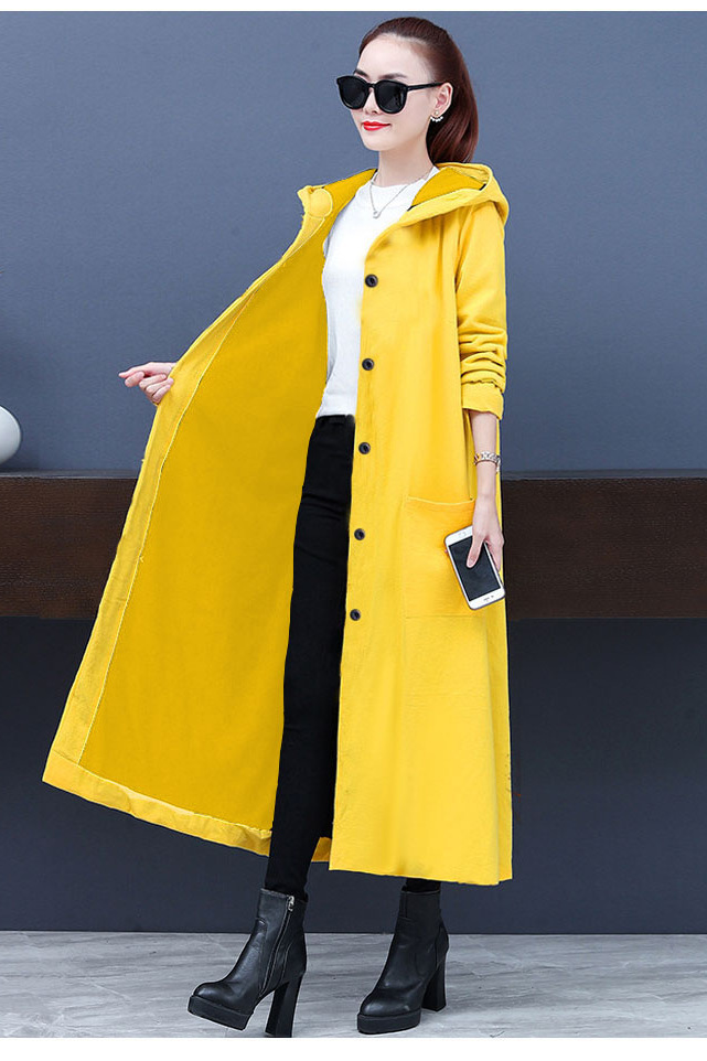 2021年秋冬季新款时尚大码女装宽松胖mm加绒风衣外套中长款上衣