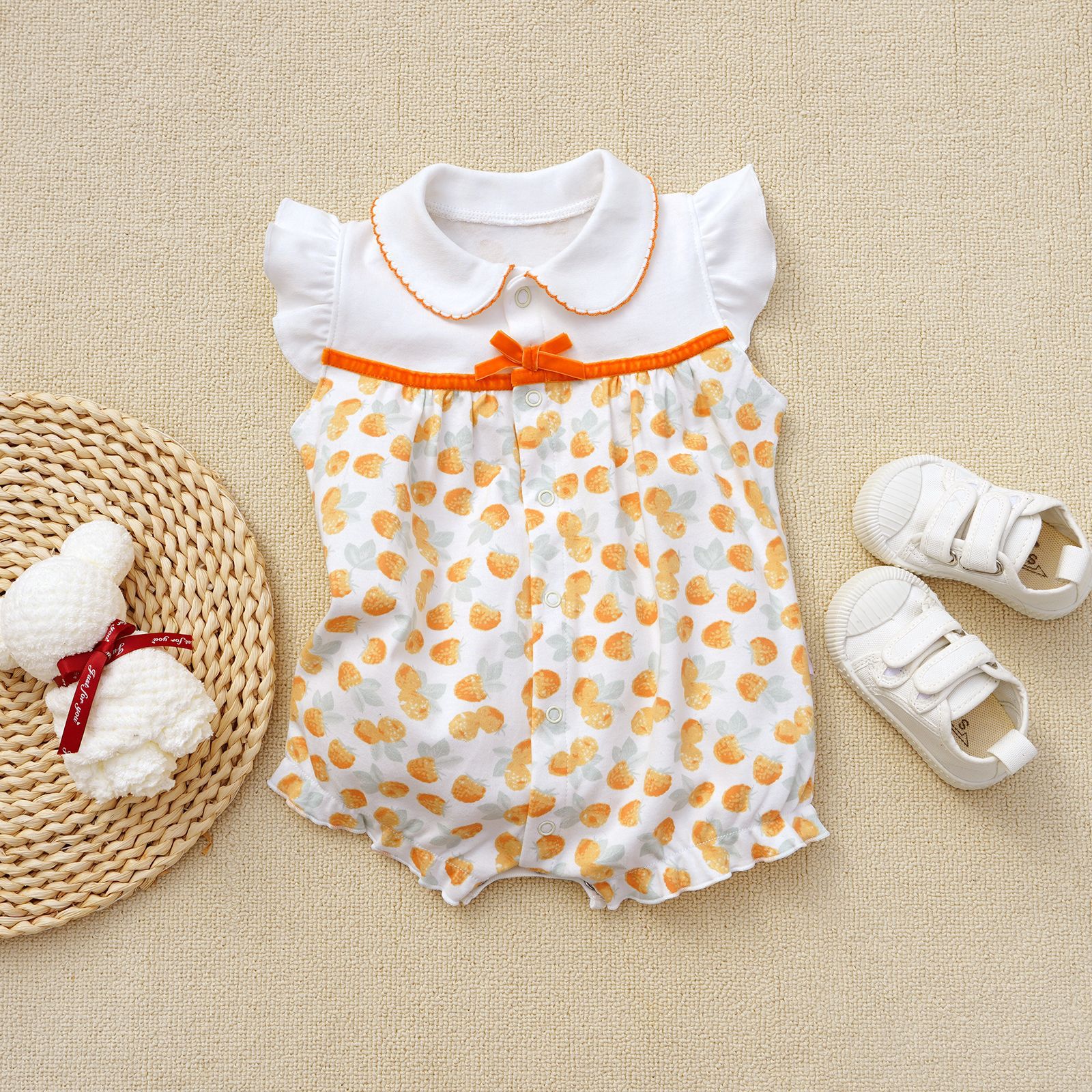 2023 Summer Baby Short Sleeve Rompers Summer Romper Flying Sleeve Rompers Jumpsuit Cotton Cool Pajamas 3-18 Baby Clothes