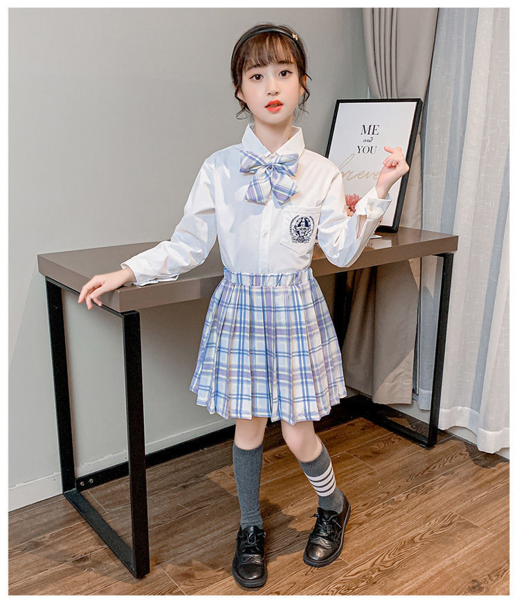 儿童jk制服裙套装10岁女童秋装小学生长袖衬衫女百褶裙学院风班服