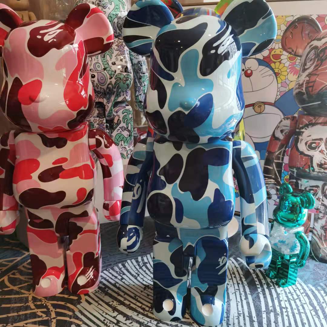 bearbrick暴力熊迷彩bape积木熊关节响熊盲盒居家摆件1000%-阿里巴巴