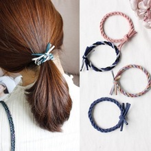 韩版拼色女性打结弹力发圈创意编织扎头发高弹力发饰头绳厂家批发