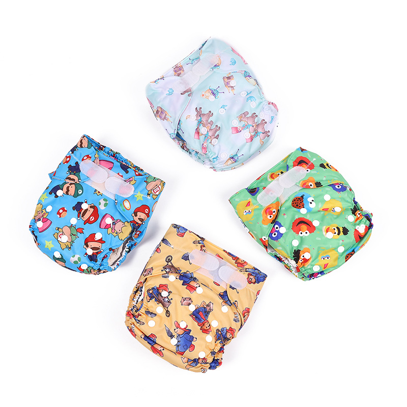 Cloth Diaper Factory Customized Children Washable Large Size Side Leakage Prevention Plain Printing Average Size Adjustable Washable Cloth Cloth Diaper