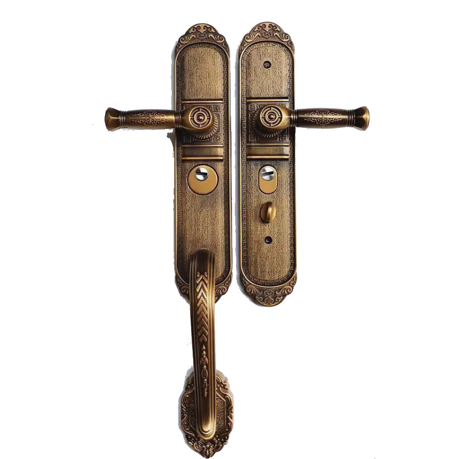 防盗门拉手把手工程门锁左右可调防盗门锁铝执手加厚加固机械拉手