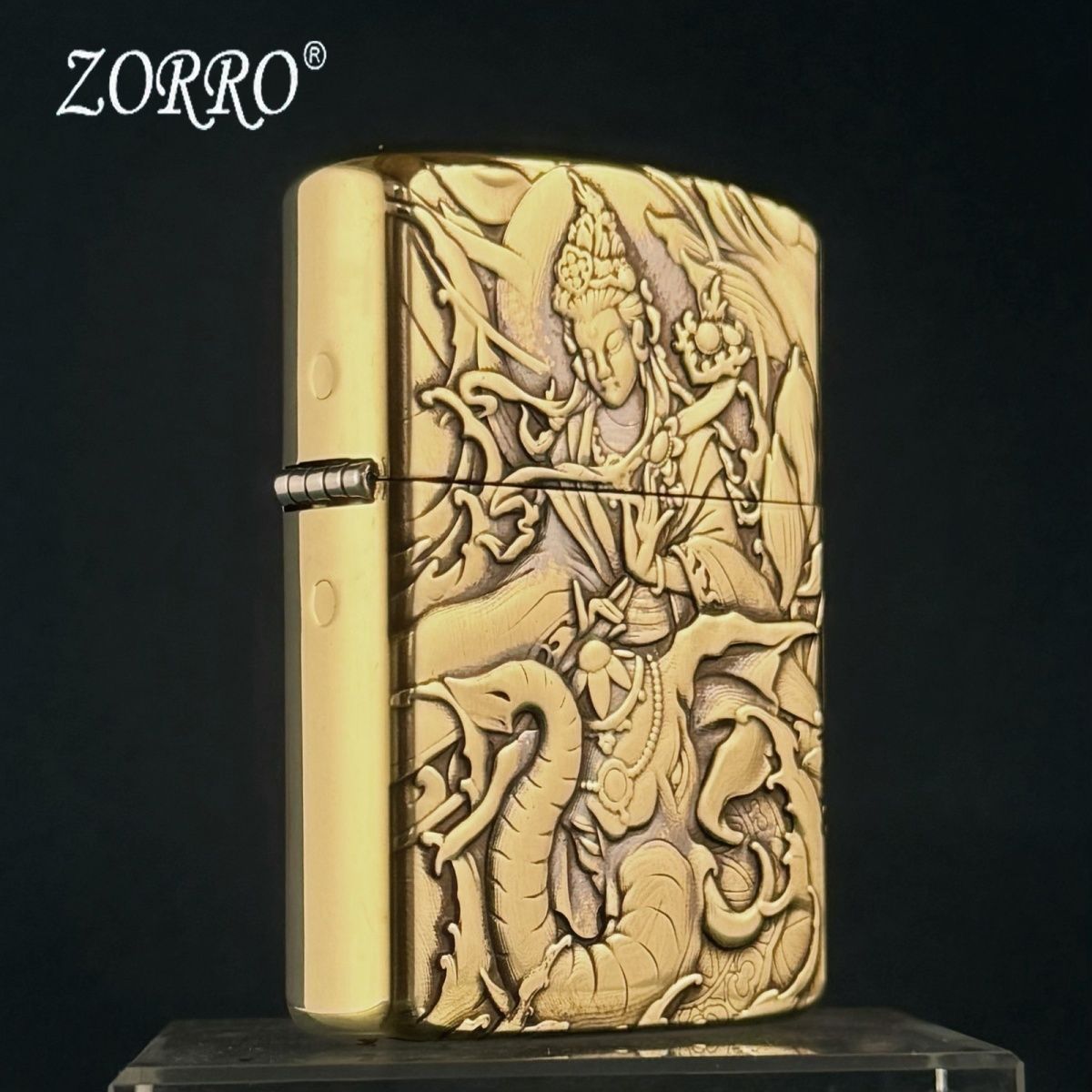zorro煤油佐罗防风打火机902s盔甲双面浮雕 普贤菩萨男士礼品