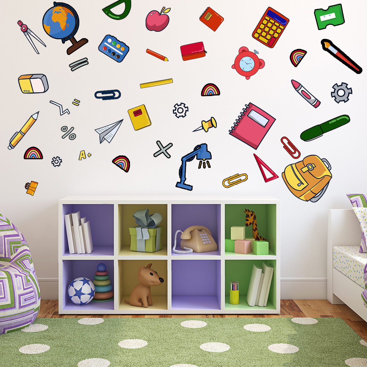 zsz1637新款铅笔书包台灯装饰墙贴儿童房客厅卧室创意墙贴画pvc