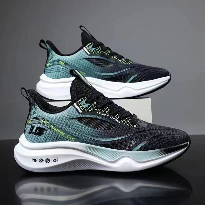 Flying Woven Sports Shoes Men's 2024 New Korean Style Mesh Student Running Shoes Soft Bottom Breathable Trendy Men's Shoes Wholesale