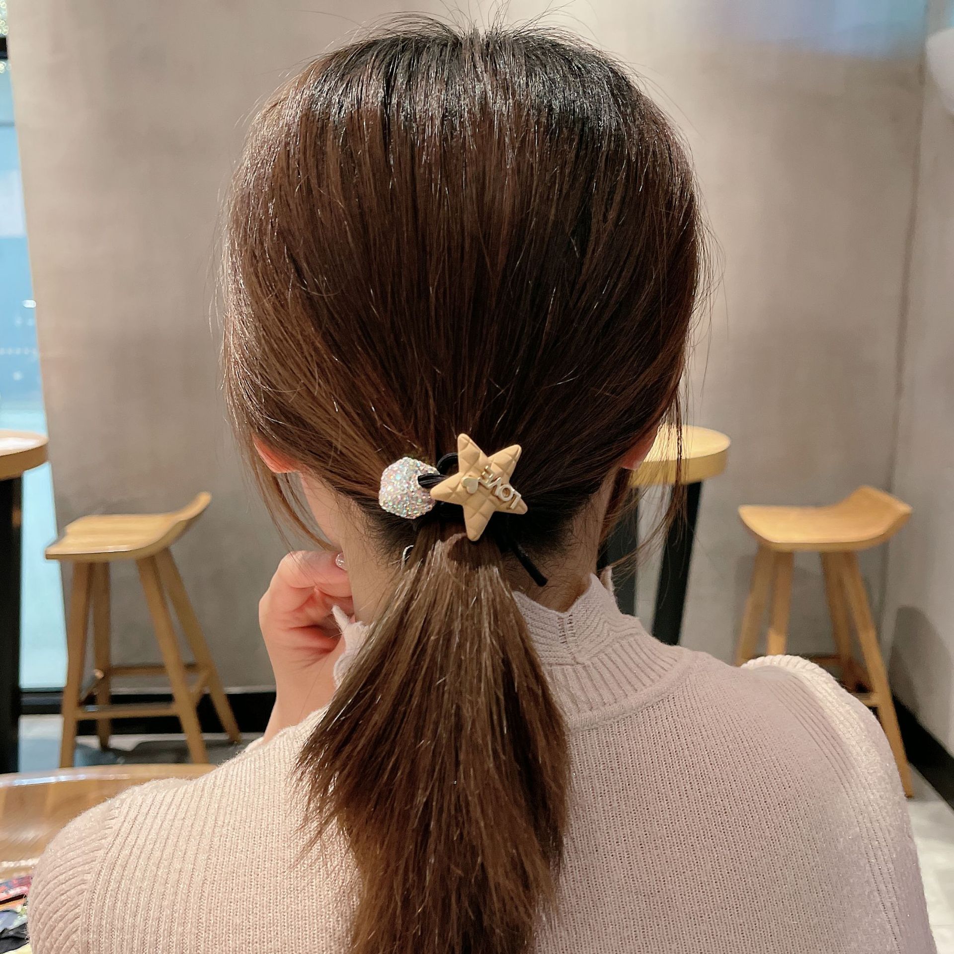 韩国东大门彩色五角星气质水晶发圈扎头发发饰头绳女生皮筋发绳女