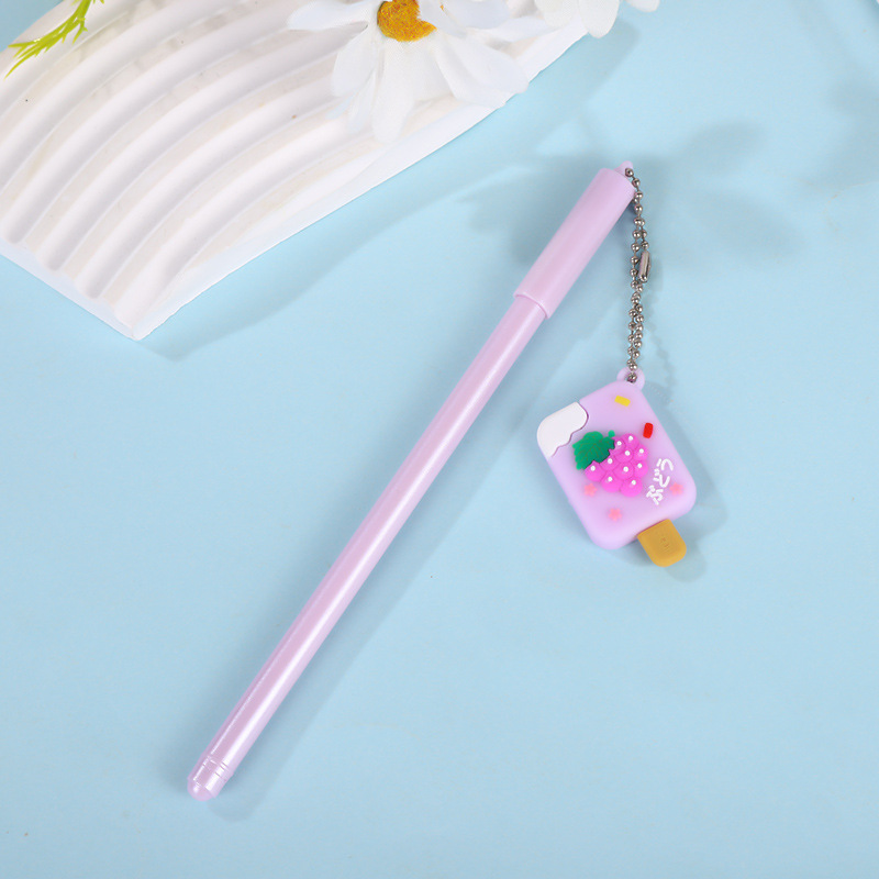 Cartoon Ice Sucker Pendant Gel Pen Creative Learning Stationery Exam Black Gel Pen Cute Student Office Supplies