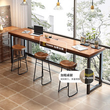 网红阳台书桌窄条桌椅双人长条桌靠墙吧台桌家用长桌工作台高脚桌