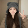 lovely Little Bear Ears Ear cap upgrade Braid lady Big Head circumference Plush Socket Lei Feng cap