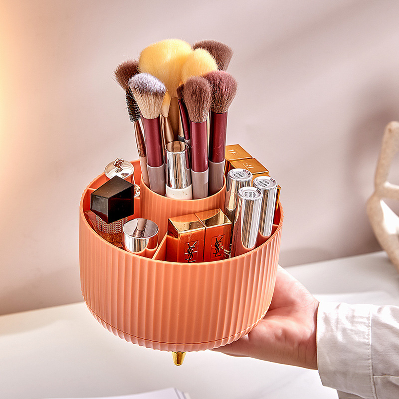 Cosmetic Case Storage Box Rotating Dustproof Makeup Brush Storage Tube Dresser Table Lipstick Eyeshadow Pen Holder Storage Bucket