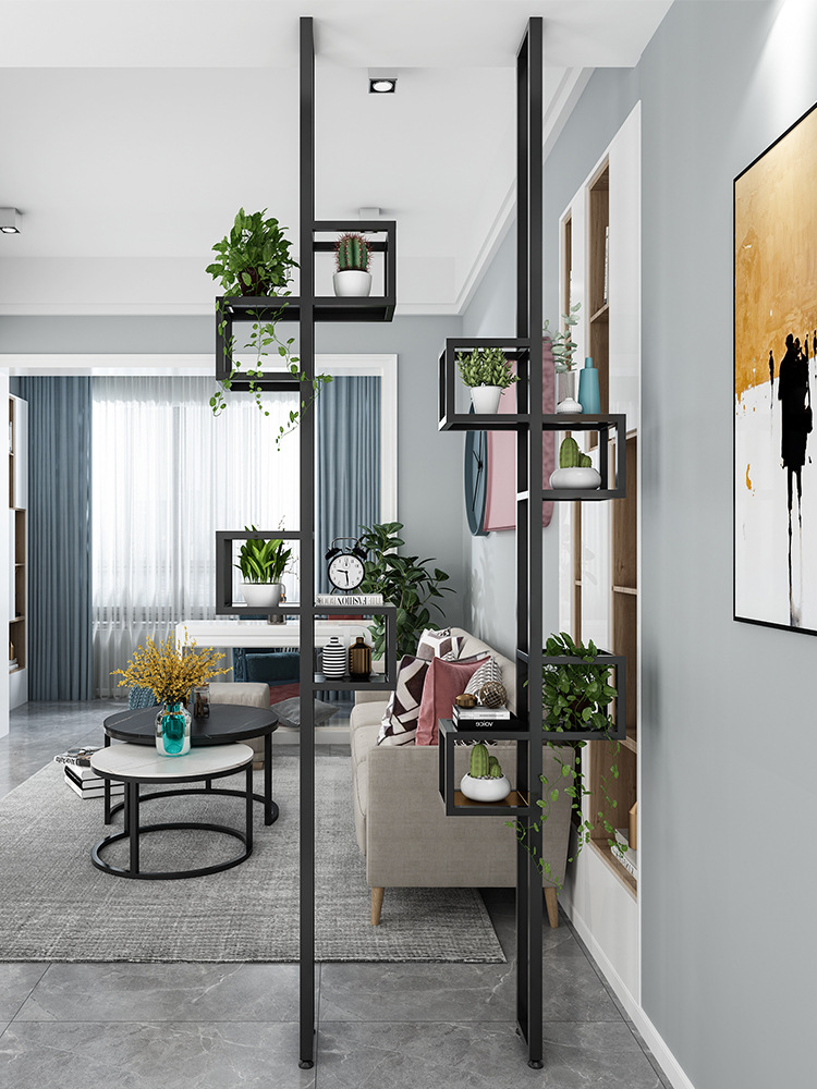 北欧轻奢客厅装饰隔断创意现代玄关简约装饰置物立柱墙免打孔屏风