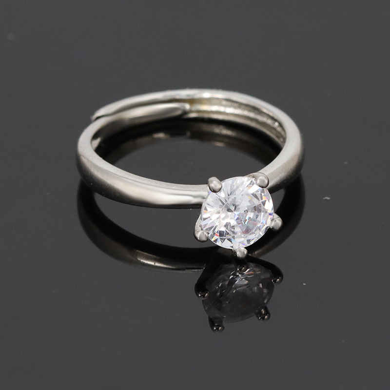 s925纯银莫桑钻五爪结婚戒指女 日韩莫桑石钻戒克拉求婚女戒礼物