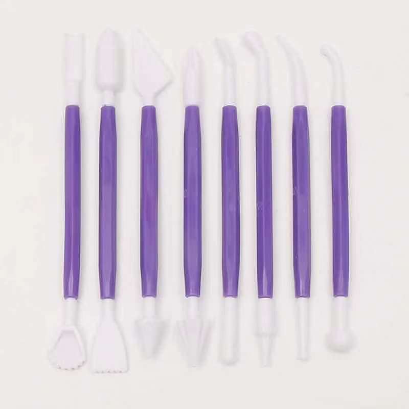 Cross-Border Clay Colored Clay Polymer Clay Ceramic Plastic Cake Baking Embossed 8-Piece Set Clay Sculpture Tool OPP Bag