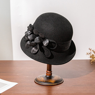 灵珑工厂 复古英伦礼帽盆帽 欧美优雅波点麻纱帽晚装宴会女帽
