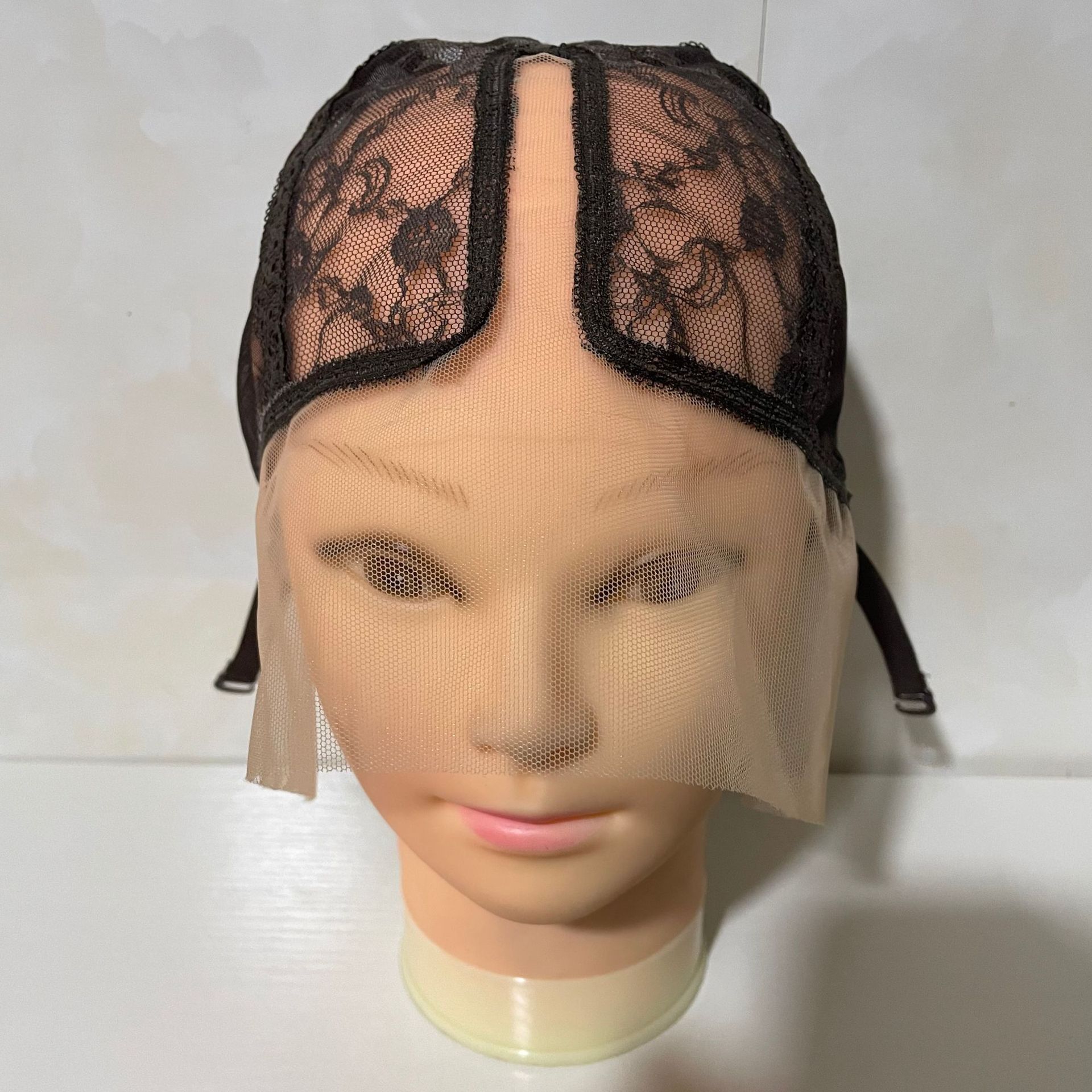 前蕾丝假发头套网底 t形半手钩弹力假发网帽手织中分