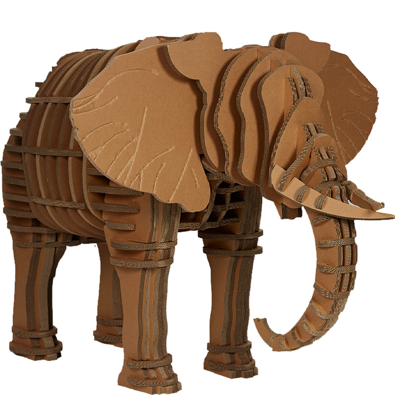 定制非洲象瓦楞纸工艺美术装饰品客厅书房橱窗展览会大型动物摆件