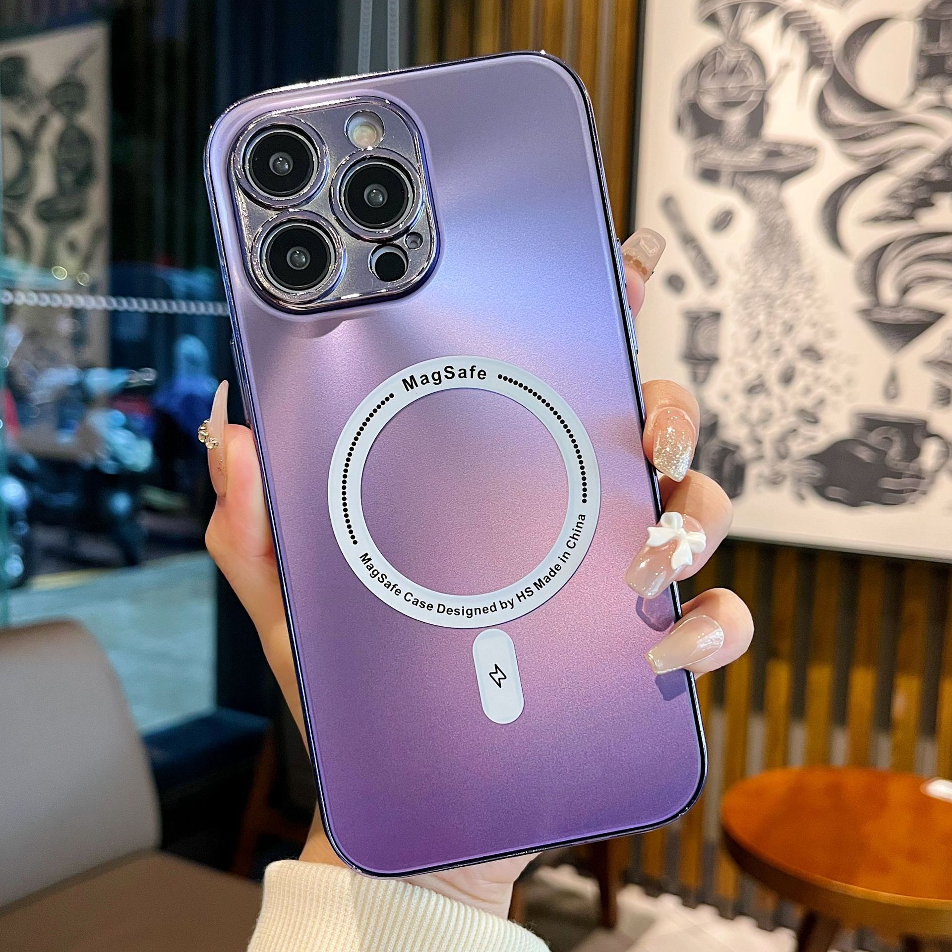 适用苹果iphone14磁吸magsafe手机壳14promax渐变14pro电镀13高级