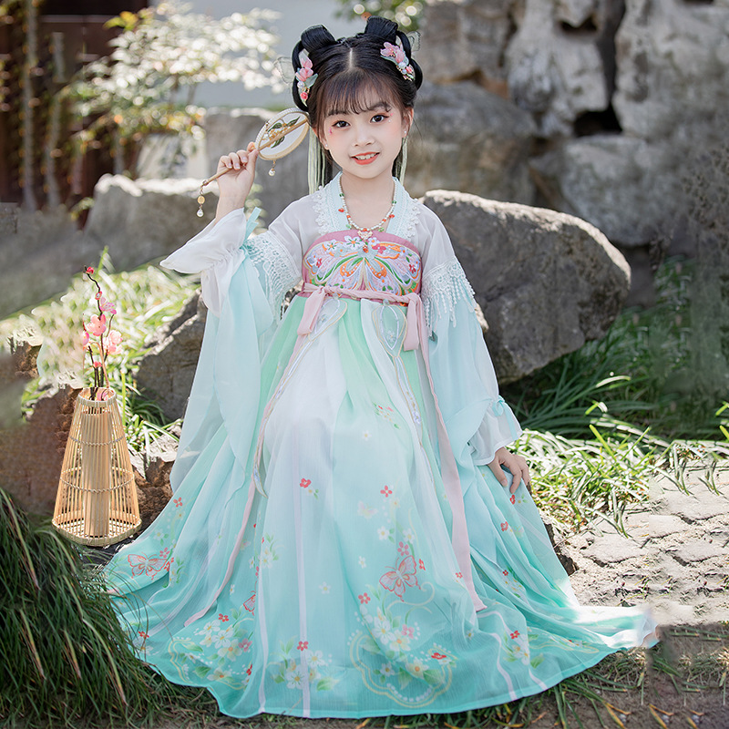 2023 Hanfu Girls' Autumn and Winter New Jacket and Dress Embroidery Children's Tang Costume Super Fairy Baby Ancient Costume Dress Wholesale