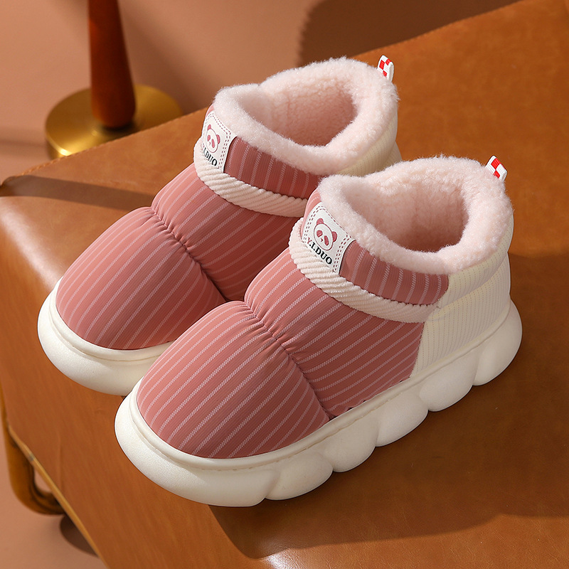 2023 New Style Women's Winter Cotton Slippers Fleece Lined Padded Warm Keeping Couples Cotton Shoes High Non-Slip Outer and Inner Wear Men