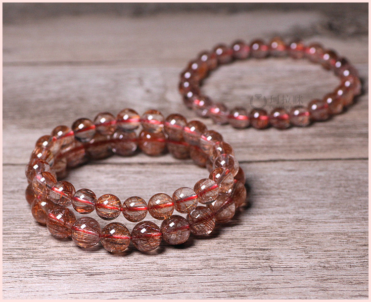 红铜发手链顺发晶男女时尚大气转运单圈手串 厂家批发价 水晶手链