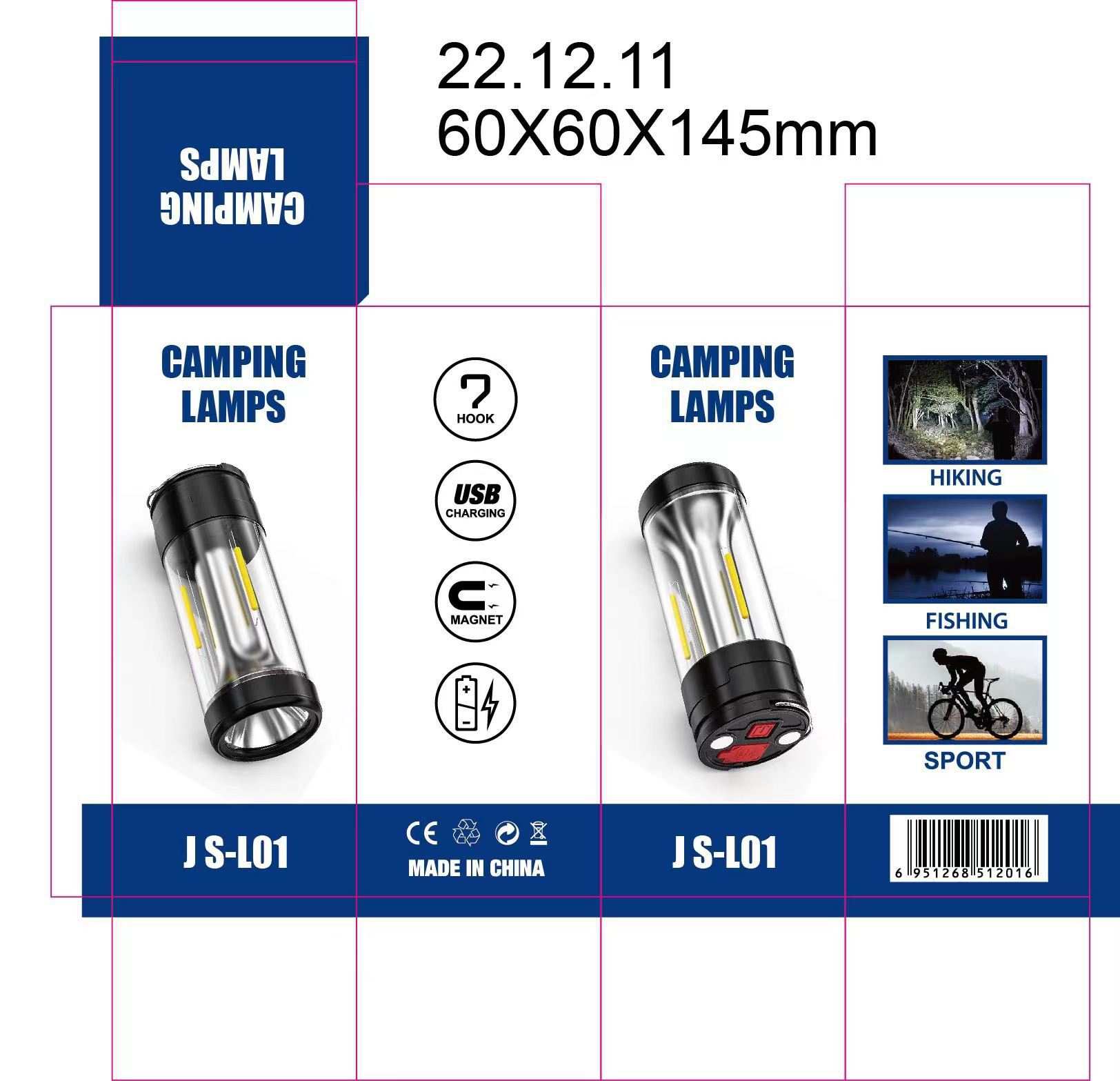 Cross-Border Dual Light Source Camping Lantern Type-C Charging Magnetic Suction Flashlight Work Light Outdoor Camp Three-in-One Camping Lamp
