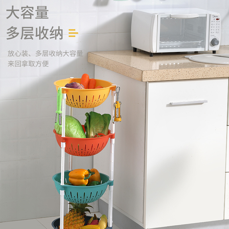 Fruit and Vegetable Storage Rack Vegetable Basket Floor Multi-Layer Bathroom Storage Basket Bathroom Kitchen Storage Storage Rack