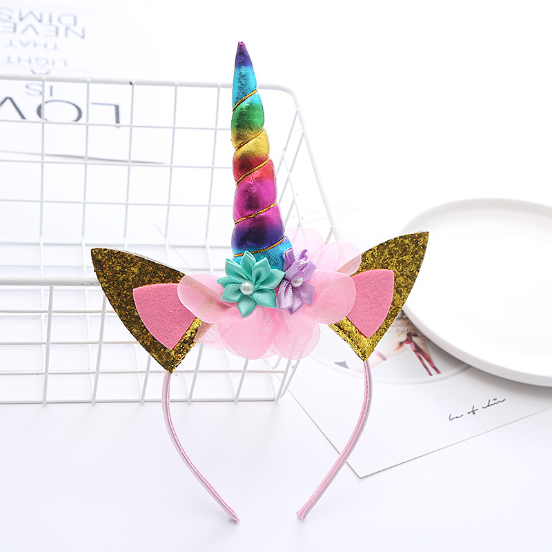 Unicorn Headband Female Cross-Border E-Commerce Spot Hair Accessories Children's Holiday Party Supplies Headband Cartoon Cute Head Buckle