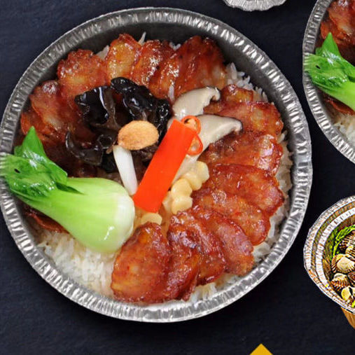 粉锡纸锡纸盒厚款一次性煲仔饭外卖空气炸锅饭银色纹路港式-阿里巴巴