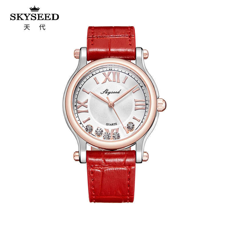 天代女士手表女款简约时尚石英表女式腕表表盘带钻手表-阿里巴巴