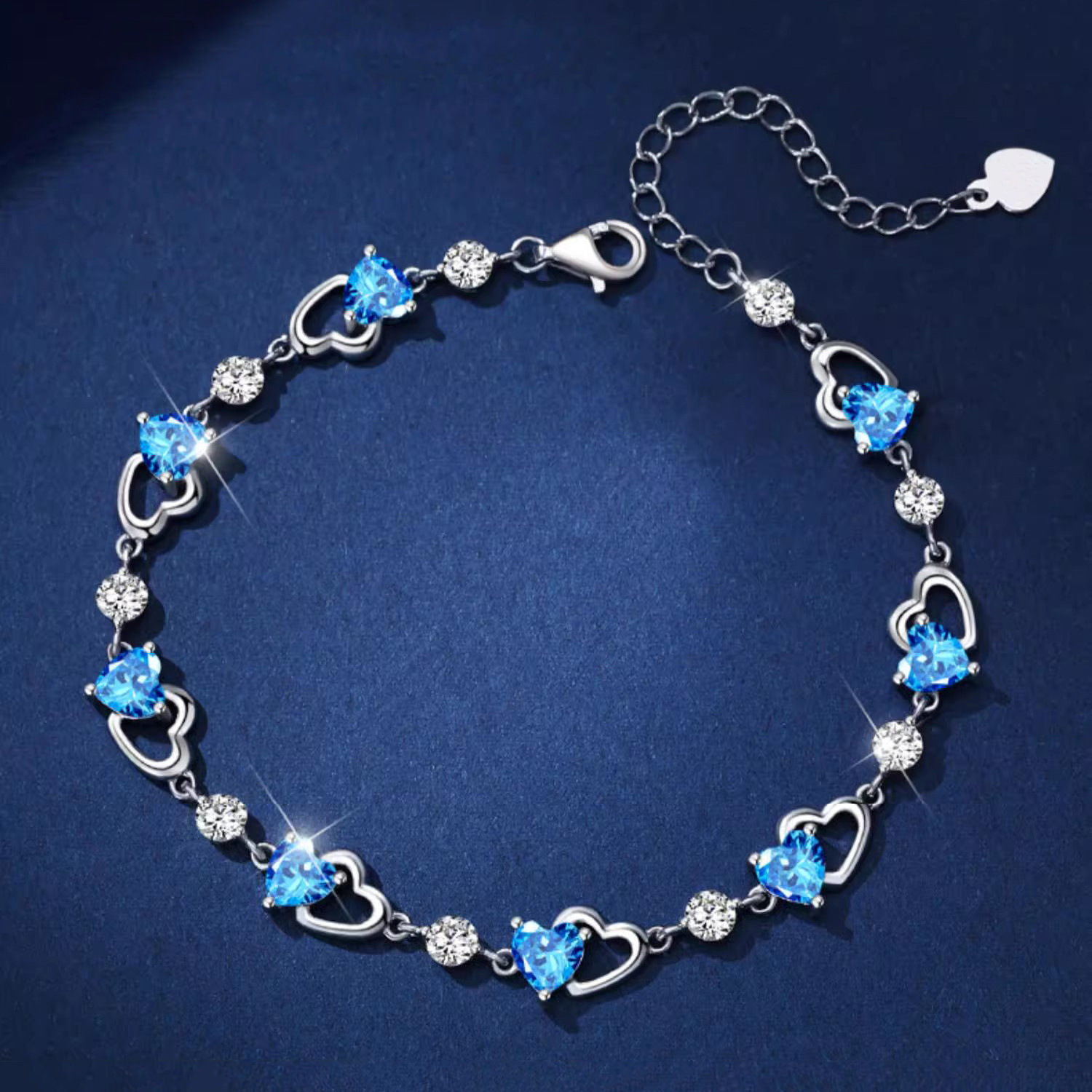 s925银双爱心手链女日韩个性简约网红百搭闺蜜腕饰手饰品厂家批发