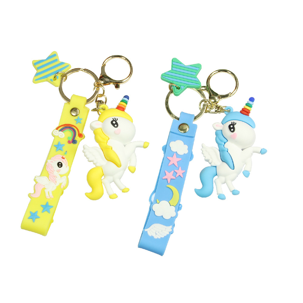 Cute My Little Pony Keychain Doll Cartoon Schoolbag Pendant Wholesale Rainbow Unicorn Key Chain Small Gift