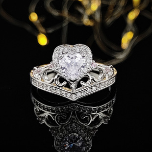 shein货源亚马逊新款轻奢爱心心形皇冠戒指欧美求婚订婚戒指r6600