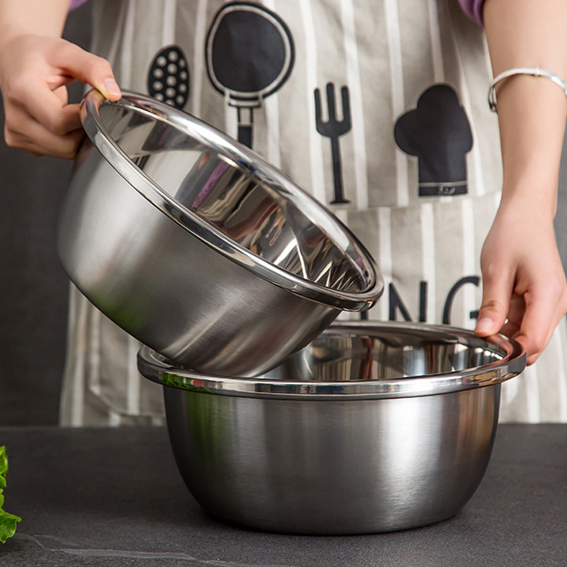 不锈钢盆家用烘焙打蛋盆圆形加厚加深厨房不锈钢盆子碗洗菜盆汤盆