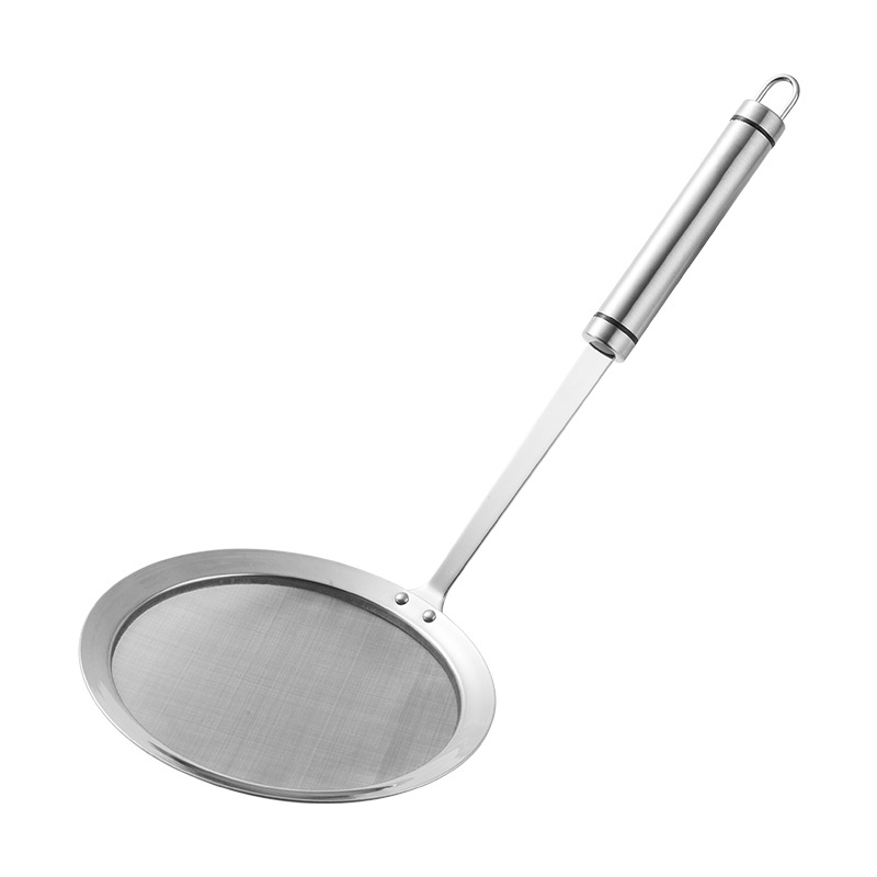 304 Stainless Steel Dense Mesh Strainer Household Fine Mesh Foaming Spoon Oil Grid Skimming Ladle Oil Filter Soybean Milk Spoon Strainer Colander