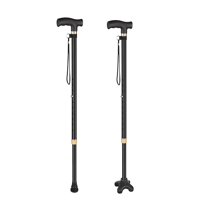 超艺单脚四脚两用拐杖老人铝合金手杖led带灯伸缩调节高度厂家