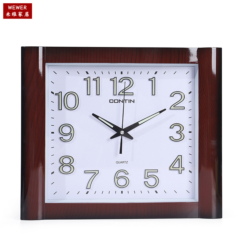 Kangtian Wall Clock Square Simple Atmospheric Electronic Wall Clock Living Room Mute Clock Home Factory Direct Supply Foreign Trade